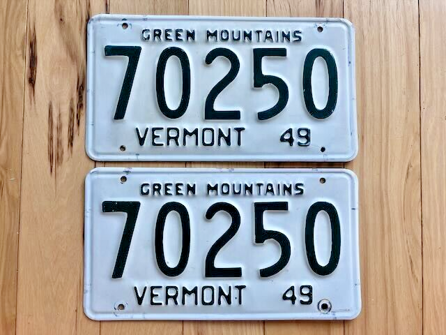 Pair of 1949 Vermont License Plates