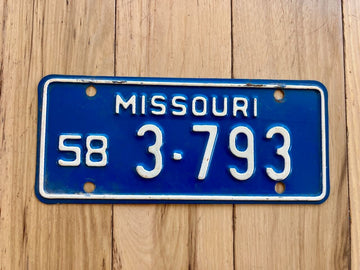 1958 Missouri Motorcycle License Plate