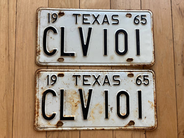 Pair of 1965 Texas License Plates - Check With DMV For YOM