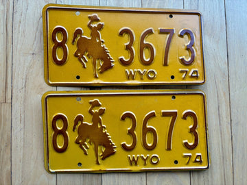 1974 Pair of Wyoming License Plates