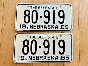 Pair of 1965 Nebraska License Plates