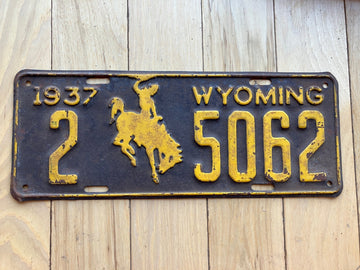 1937 Wyoming License Plate