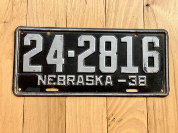 1938 Nebraska License Plate