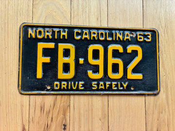 1963 North Carolina License Plate