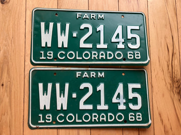 Pair of 1968 Colorado Farm License Plates