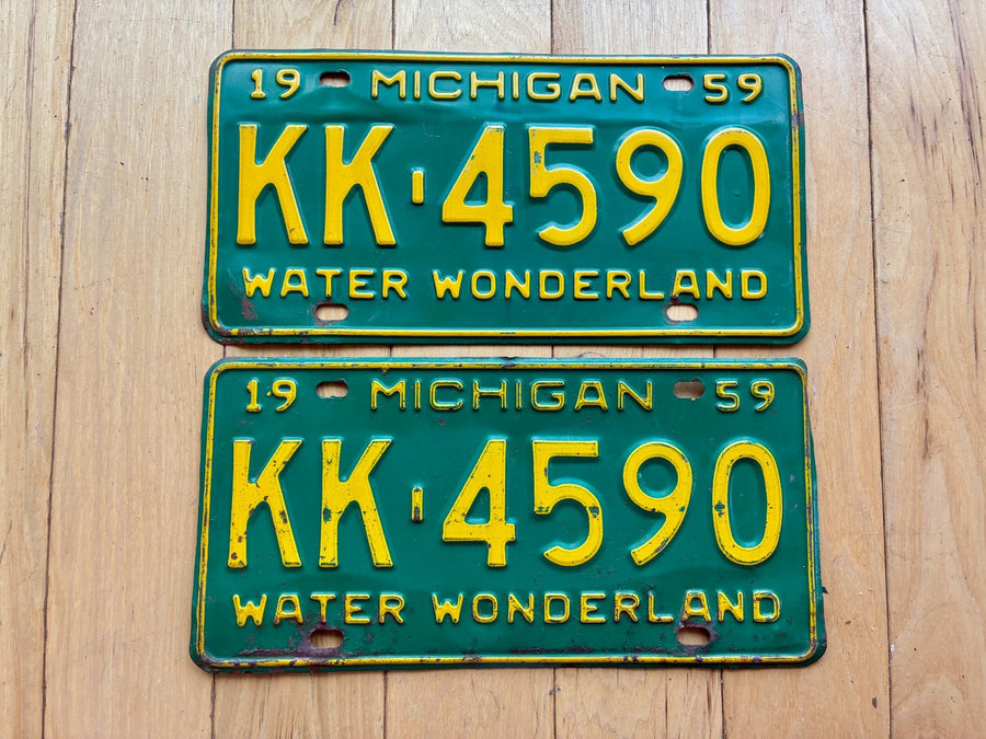 1959 Pair of Michigan License Plates