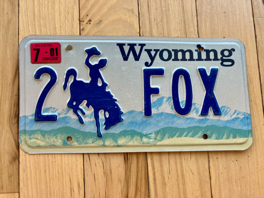 2001 Wyoming Vanity License Plate - FOX