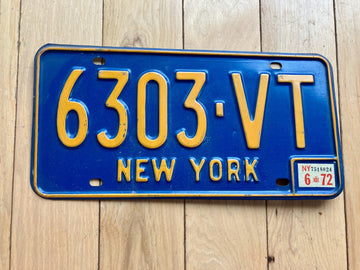 1972 New York License Plate