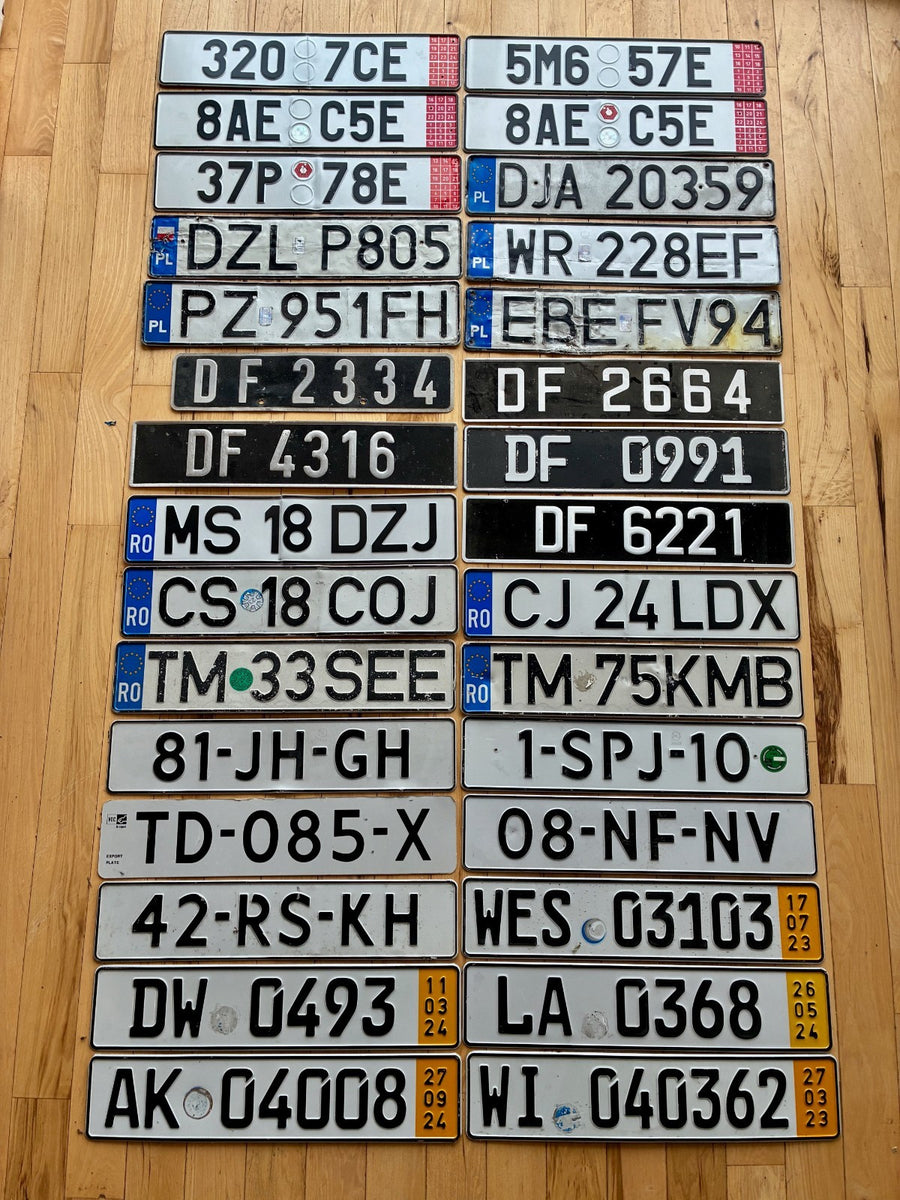 2021 & Older Wholesale Lot of 30 EU License Plates - CZ, PL, FR, RO, NL, Germany