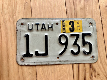 1982 Utah Motorcycle License Plate