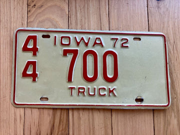 1972 Iowa Truck License Plate