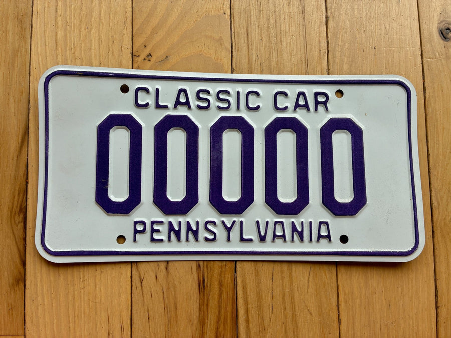 1977 to 2013 Pennsylvania Classic Car Sample License Plate