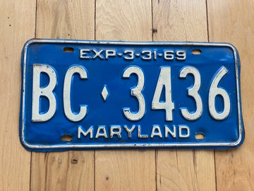 1969 Maryland License Plate