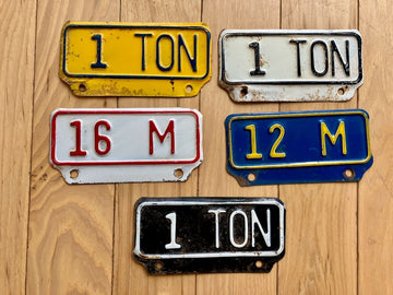 Vintage Kansas Truck Weight Tabs, License Plate Topper