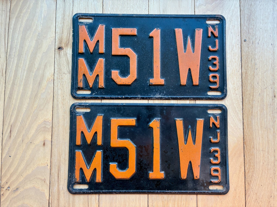 Pair of 1939 New Jersey License Plates