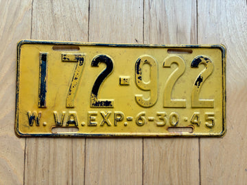 1945 West Virginia License Plate