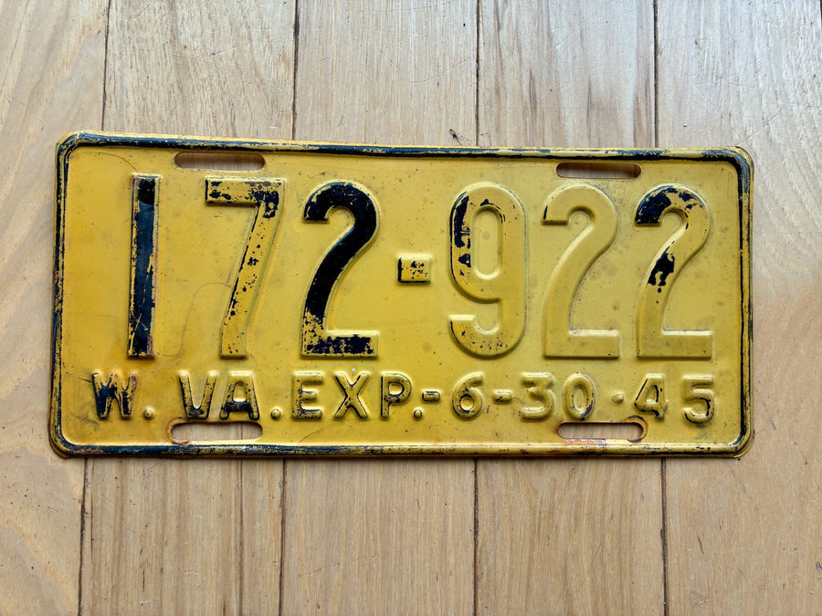 1945 West Virginia License Plate