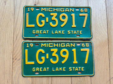 1968 Pair of Michigan License Plates