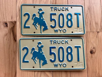 Pair of 1975 Wyoming Truck License Plates