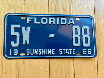 1966 Florida License Plate - Not YOM Clear - Low Number