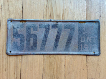1917 Ontario License Plate