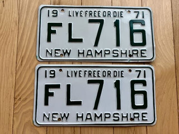 1971 New Hampshire License Plate Pair