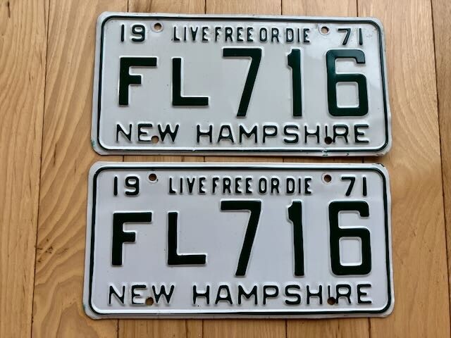 1971 New Hampshire License Plate Pair