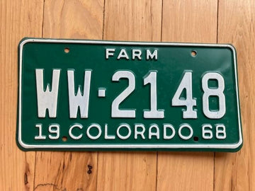1968 Colorado Farm License Plate