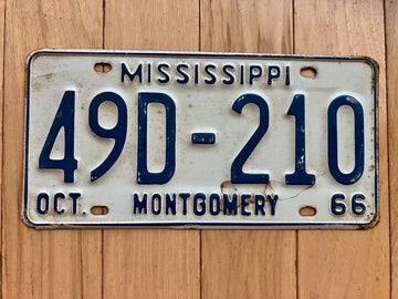 1966 Mississippi Montgomery County License Plate