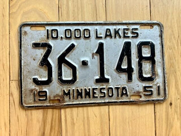 1951 Minnesota License Plate - Five Digit