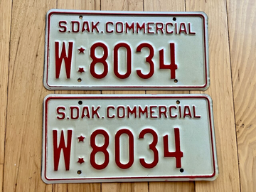 Pair Of 1984 Base South Dakota Commercial License Plates