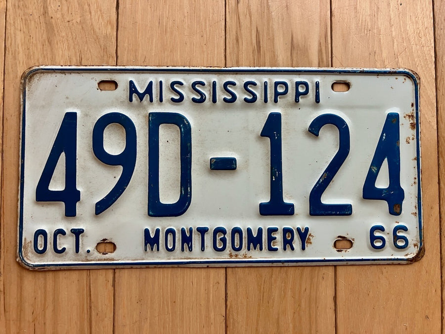 1966 Mississippi Montgomery County License Plate