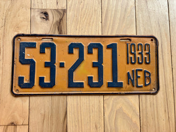 1933 Nebraska License Plate