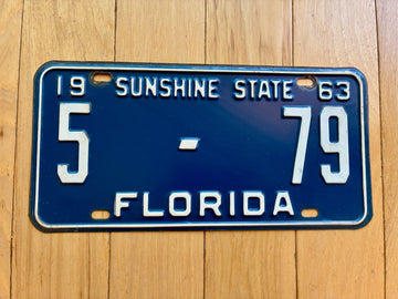 1963 Florida License Plate - Not YOM Clear - Low Number