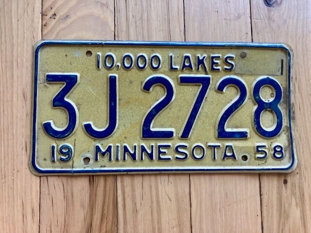 1958 Minnesota License Plate