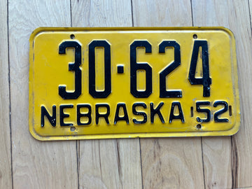 1952 Nebraska License Plate