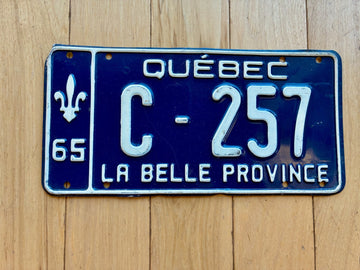 1965 Quebec License Plate