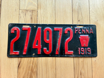1919 Pennsylvania License Plate