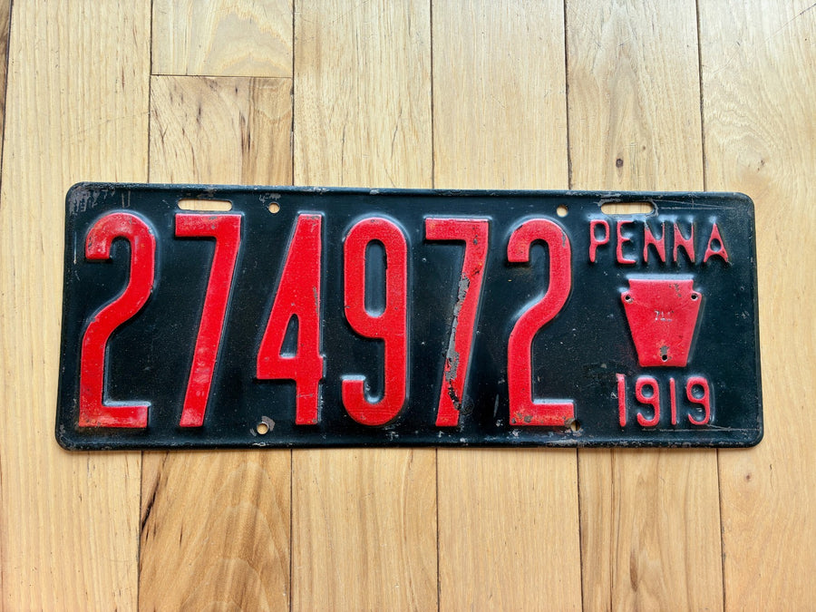 1919 Pennsylvania License Plate