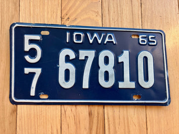 1965 Iowa License Plate