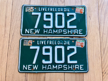 Pair of 1975 New Hampshire License Plates W/ 1979 Tabs