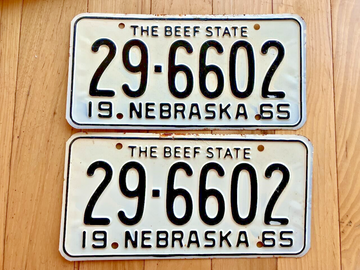 Pair of 1965 Nebraska License Plates