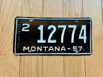 1957 Repainted Montana License Plate