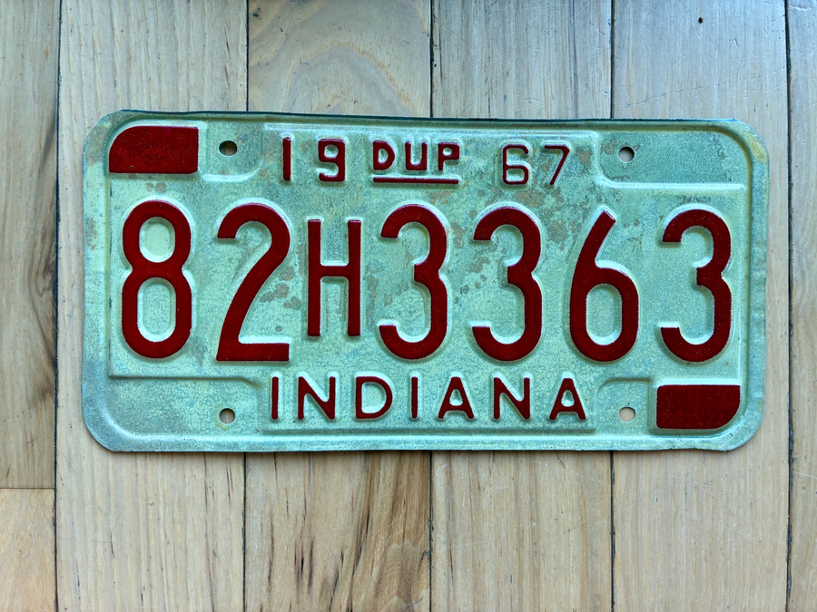 1967 Indiana Duplicate License Plate