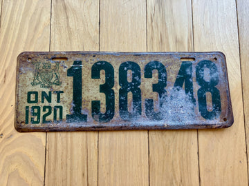 1920 Ontario License Plate