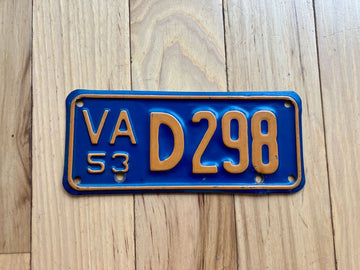 1953 Virginia Motorcycle Dealer License Plate