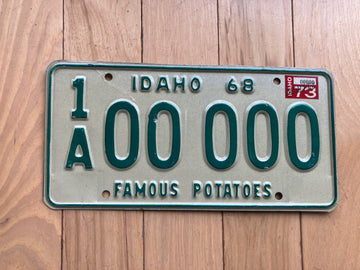 1968 Idaho Sample License Plate W/ 1973 Tab
