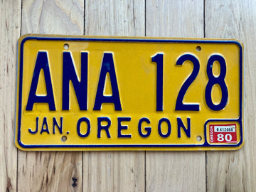 1980 Oregon License Plate ANA 128