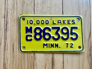 1972 Minnesota Motorcycle License Plate