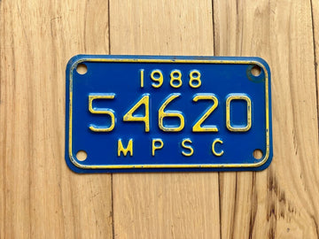 1988 Michigan Public Service Commission License Plate